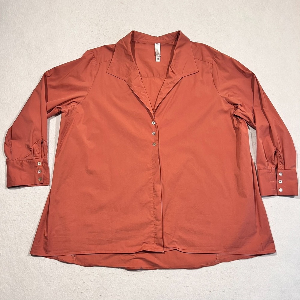 Marla Wynne Top Shirt Hidden‎ Button Up Orange Women's 2X